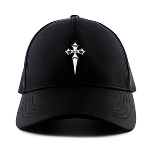 "CROSS LEATHER CAP - BLACK"