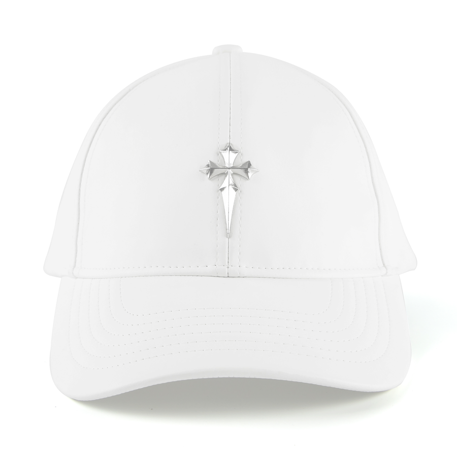 "CROSS LEATHER CAP - WHITE"