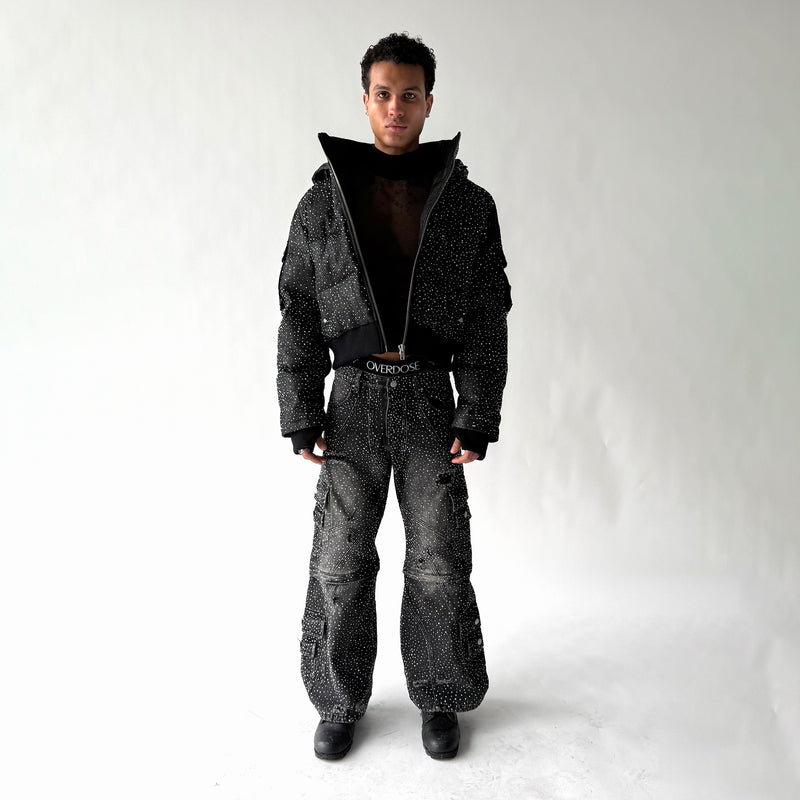 "DRKCRYSTL" DENIM PUFFER