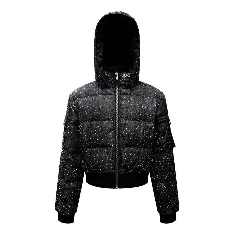 "DRKCRYSTL" DENIM PUFFER