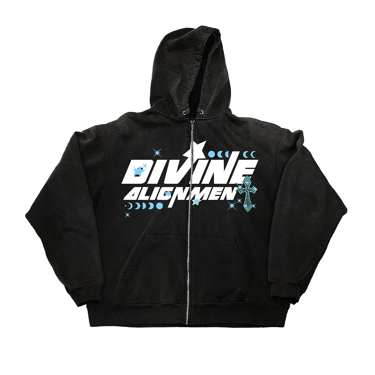 DIVINE ALIGNMENT BLACK FULL ZIP hoodie by OVD - view 1