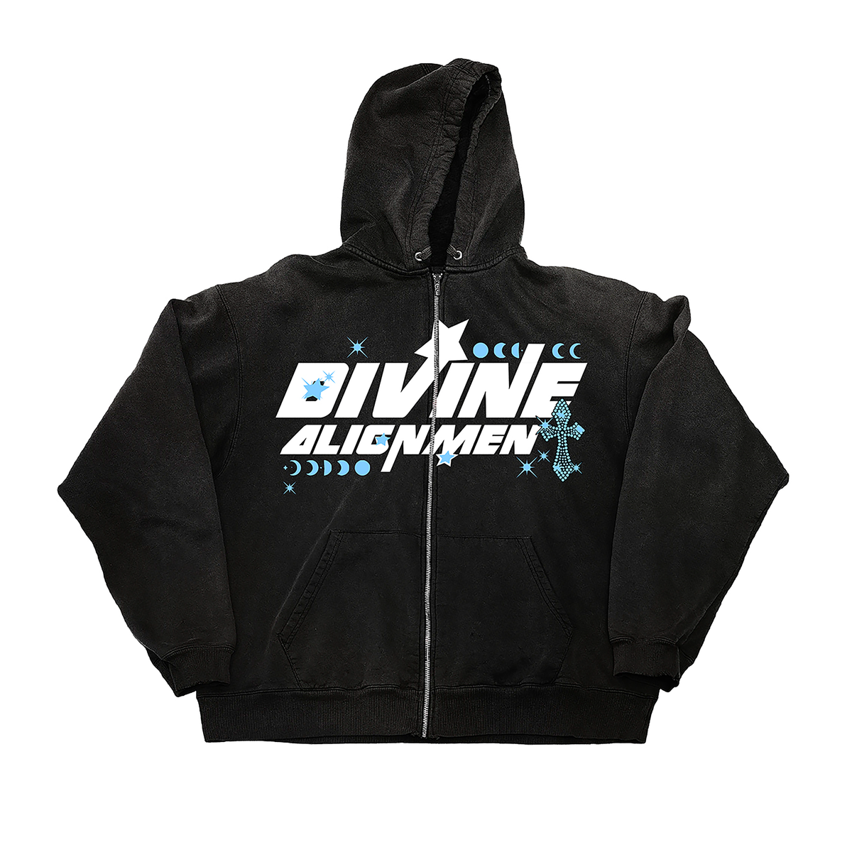 DIVINE ALIGNMENT BLACK FULL ZIP hoodie by OVD - view 1