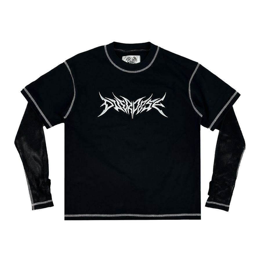 "HVY MTL MESH L/S TEE" - BLACK