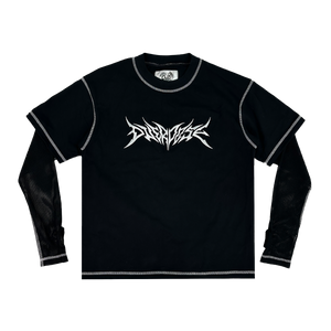 "HVY MTL MESH L/S TEE" - BLACK