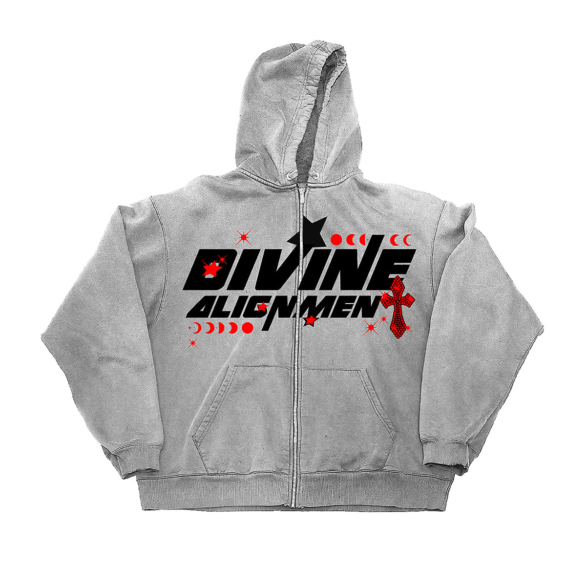 DIVINE ALIGNMENT GREY FULL ZIP hoodie by OVD - view 1
