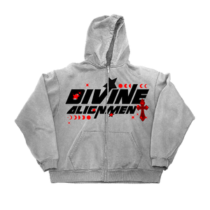 "DIVINE ALIGNMENT" GREY FULL ZIP