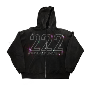 "222" RHINESTONE ZIP UP