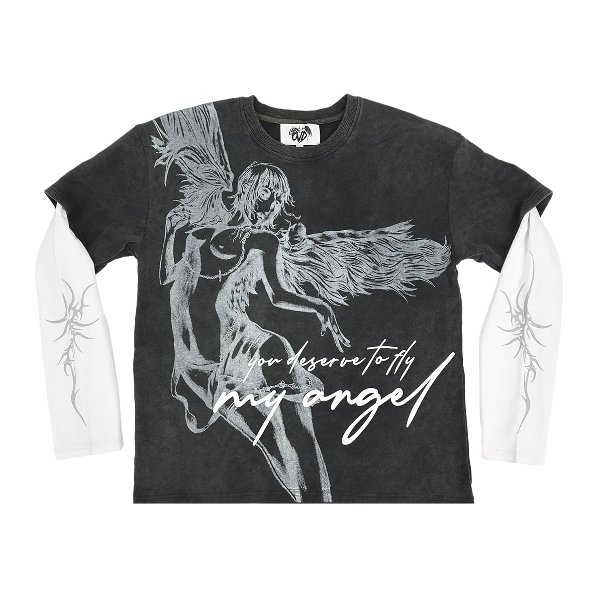 ANGEL WASHED L/S THERMAL TEE — WHITE tee by OVD - view 1