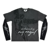 "ANGEL WASHED L/S THERMAL TEE" — BLACK