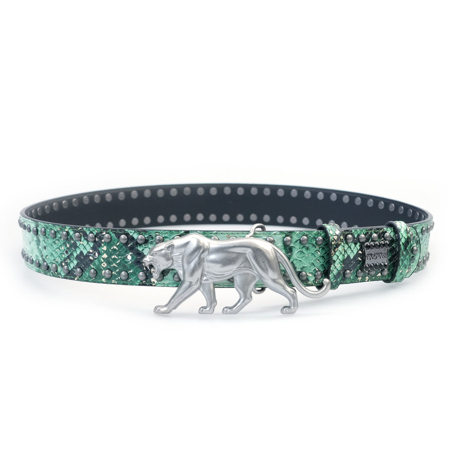 "PANTHER" BELT - EMERALD SNAKESKIN