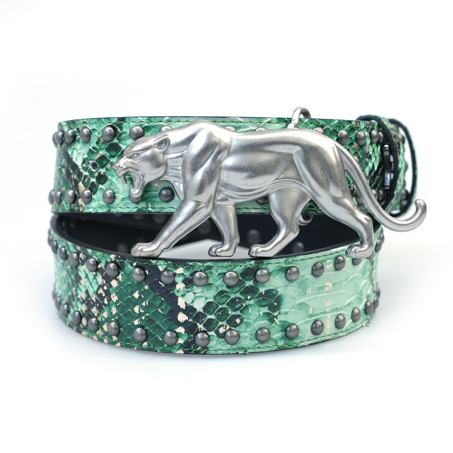 "PANTHER" BELT - EMERALD SNAKESKIN