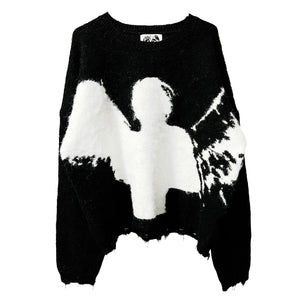 "ANGEL MOHAIR SWEATER" — BLACK
