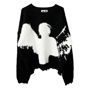 "ANGEL MOHAIR SWEATER" — BLACK