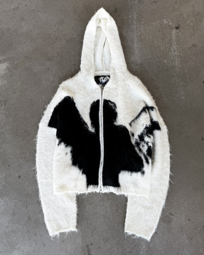 "ANGEL" MOHAIR ZIP - WHITE