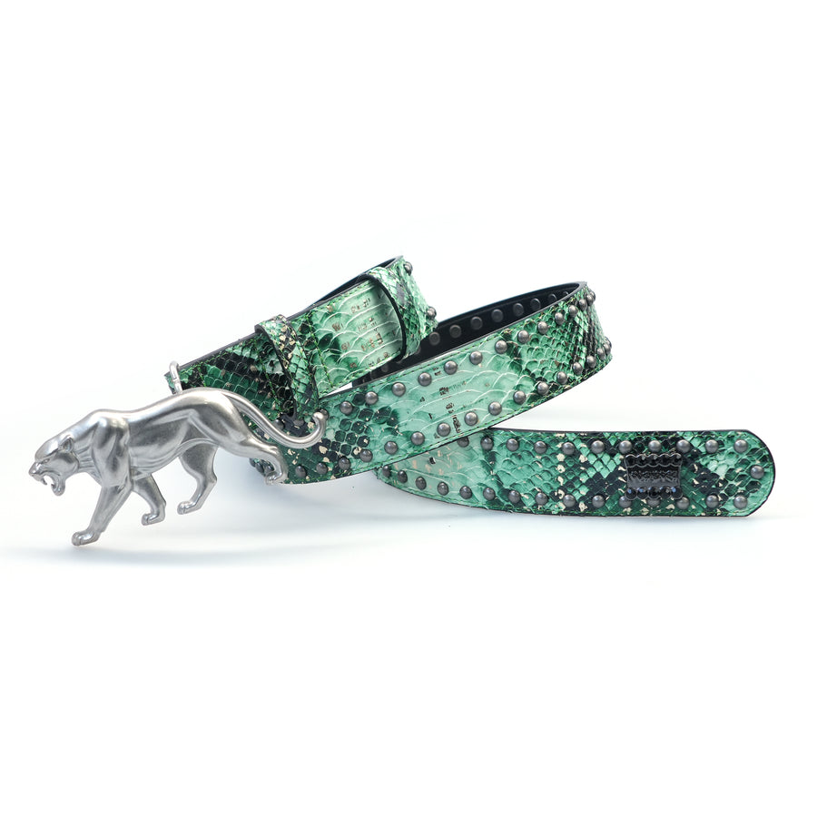 "PANTHER" BELT - EMERALD SNAKESKIN