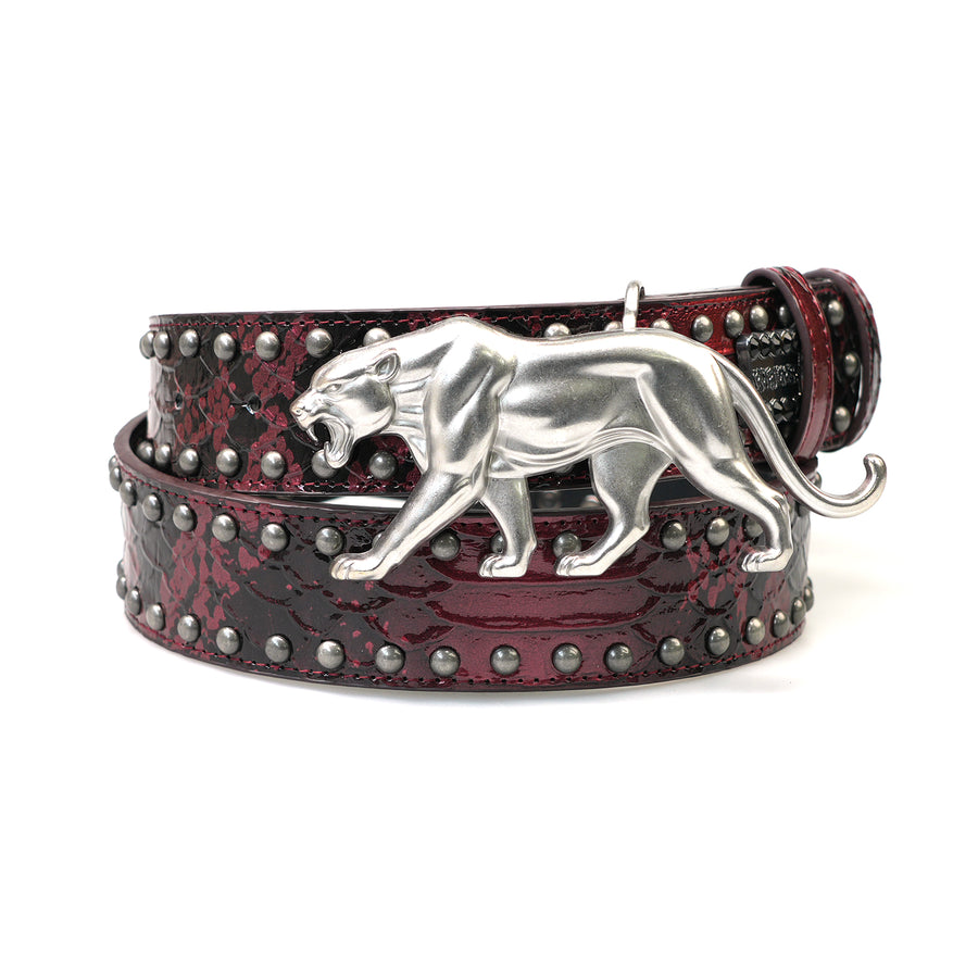 "PANTHER" BELT - BLOOD RED CROCODILE
