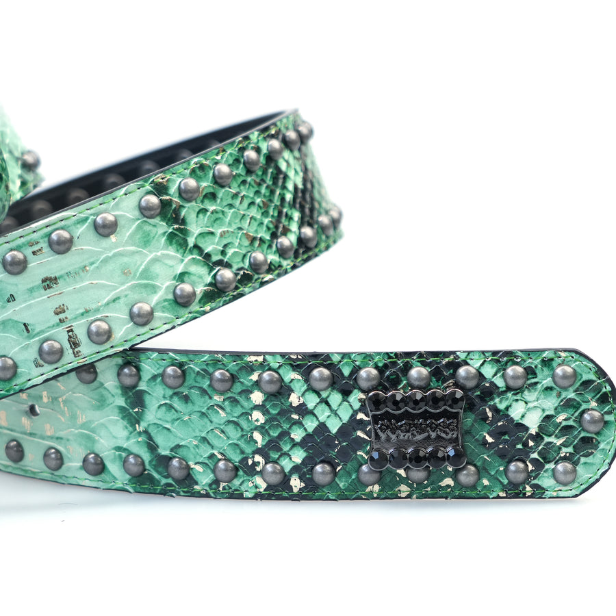 "PANTHER" BELT - EMERALD SNAKESKIN