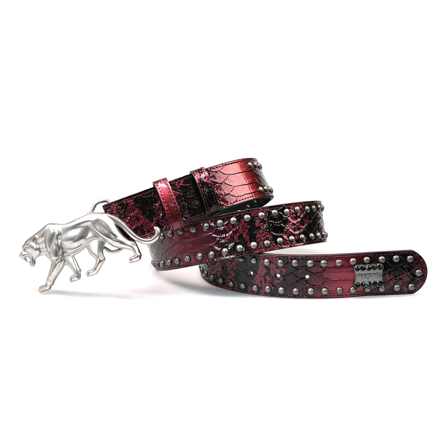 "PANTHER" BELT - BLOOD RED CROCODILE