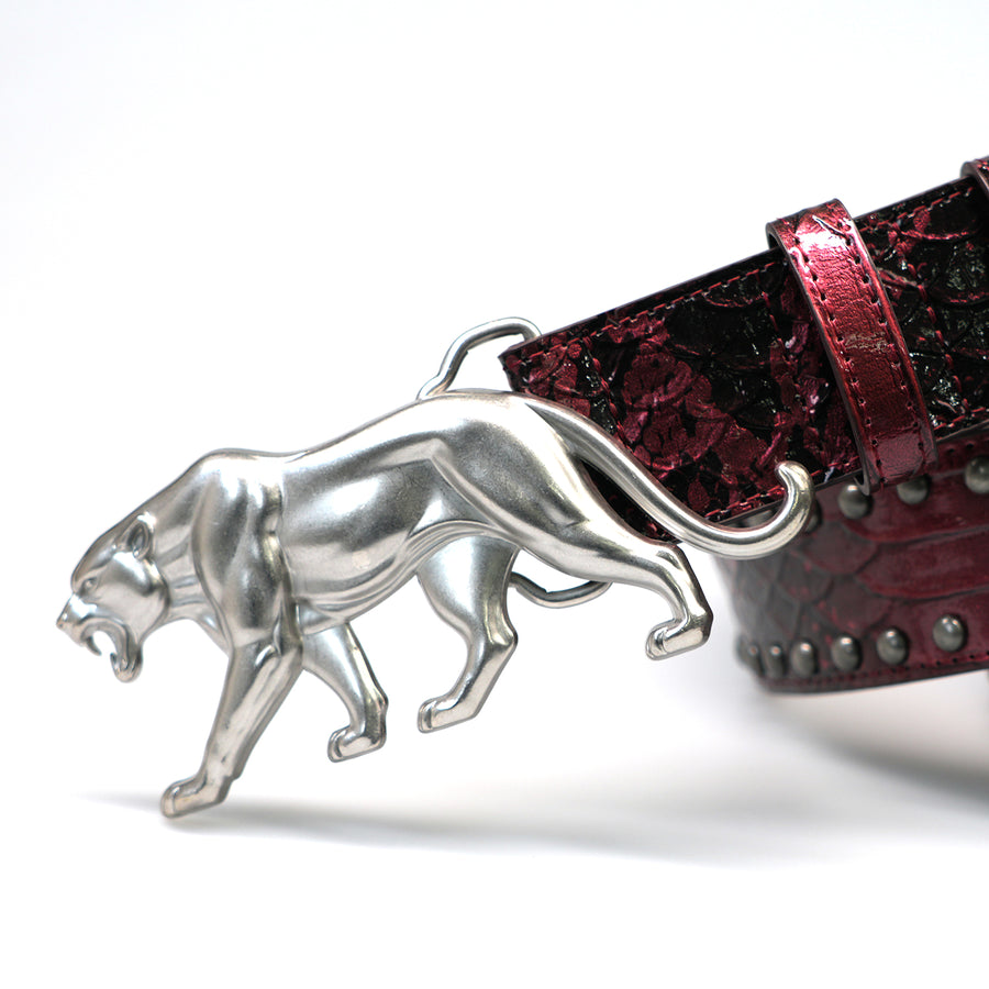"PANTHER" BELT - BLOOD RED CROCODILE