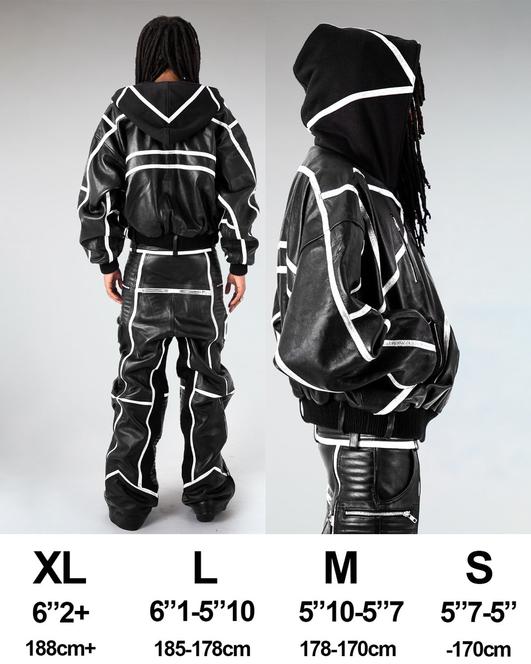 PRYZM LEATHER BOMBER - BLACK/WHITE bomber jacket by OVD - view 7