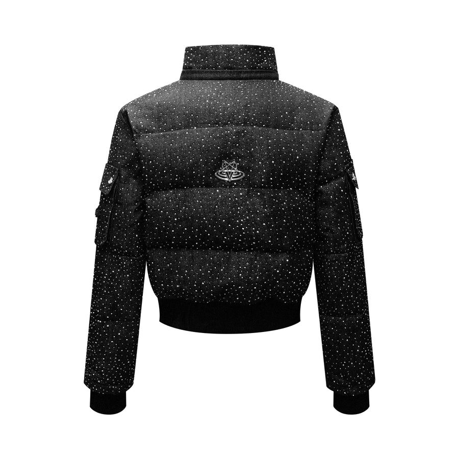 "DRKCRYSTL" DENIM PUFFER
