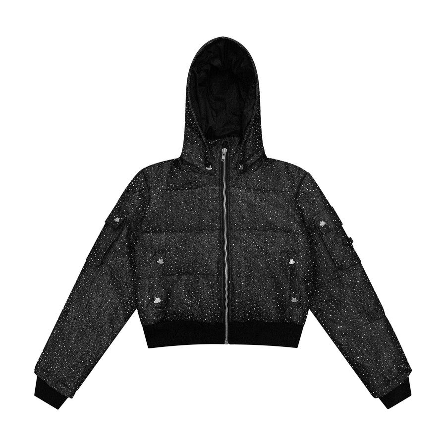 "DRKCRYSTL" DENIM PUFFER