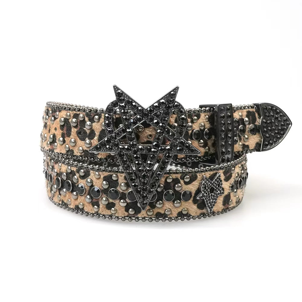 "OVD STUDDED BELT" - DRKLEOPARD