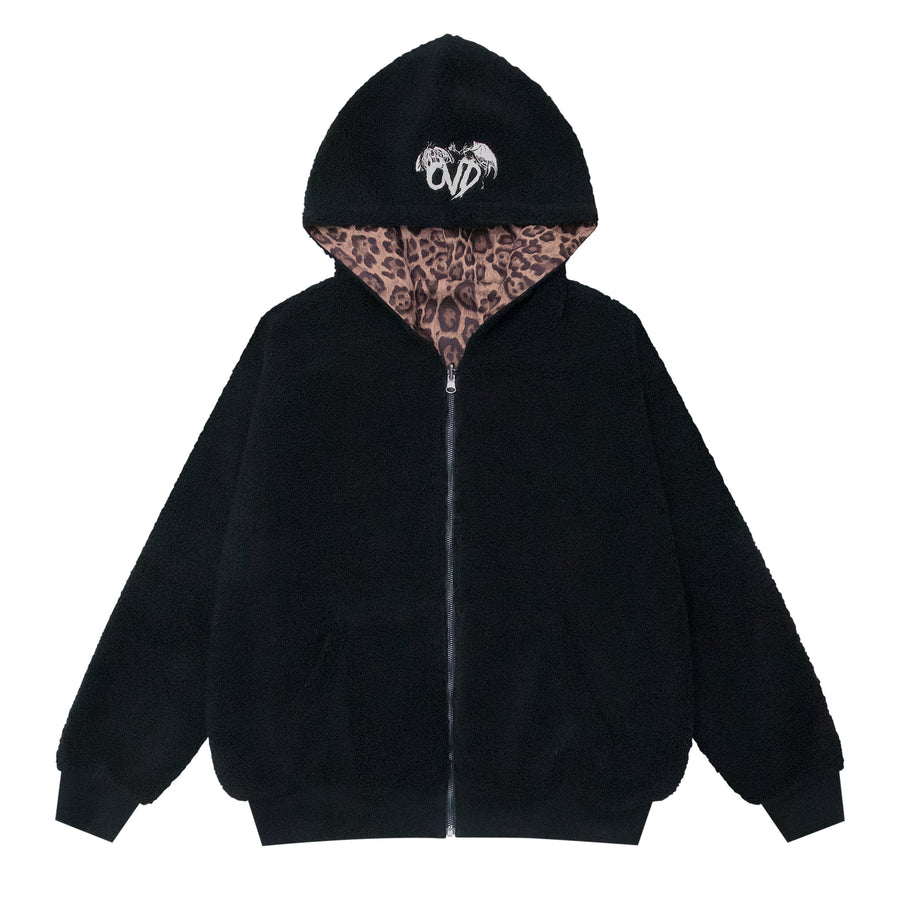 "LEOPARD" REVERSIBLE SHERPA HOODIE