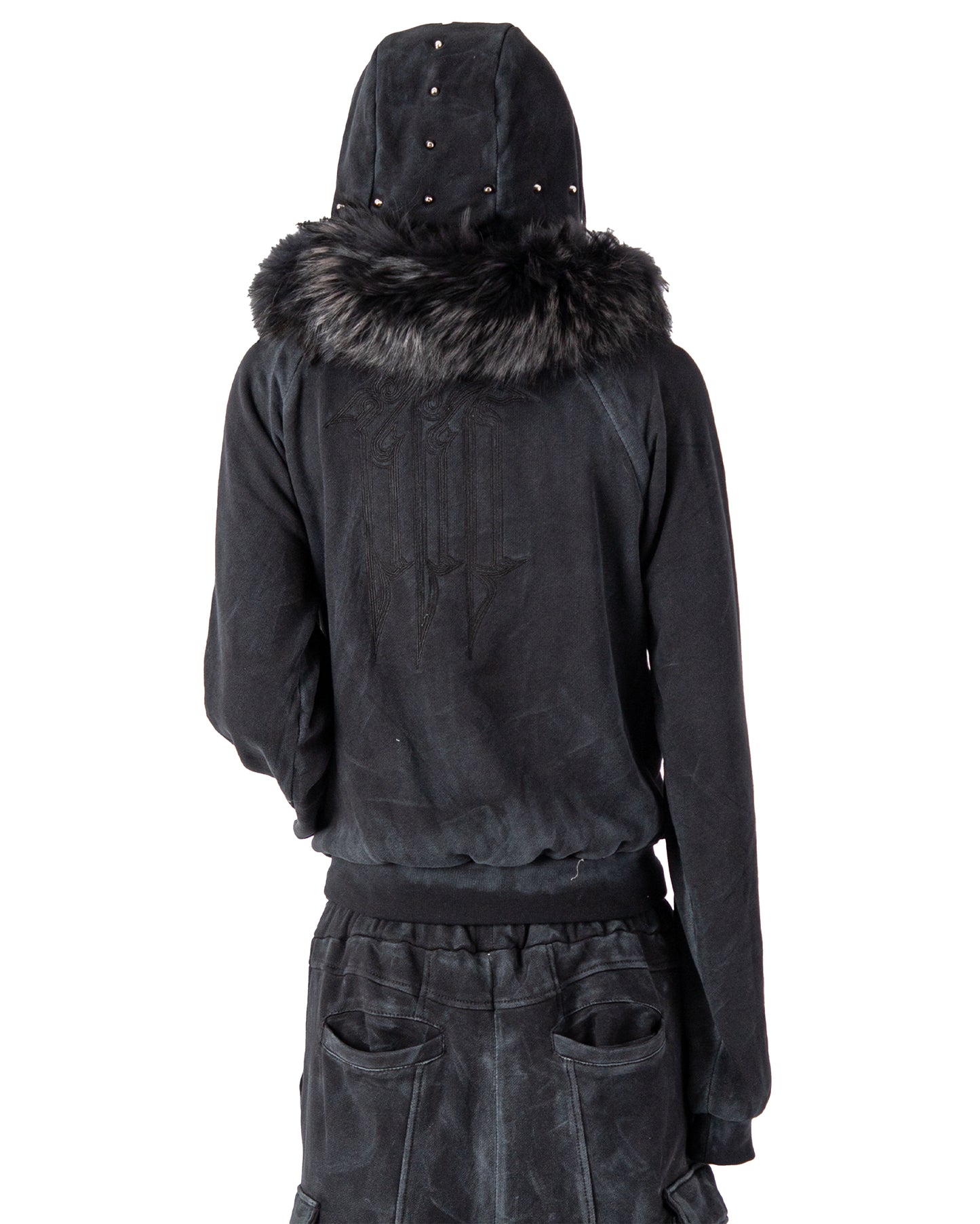 "OBSIDIA" FOX FUR WAXED ZIP UP