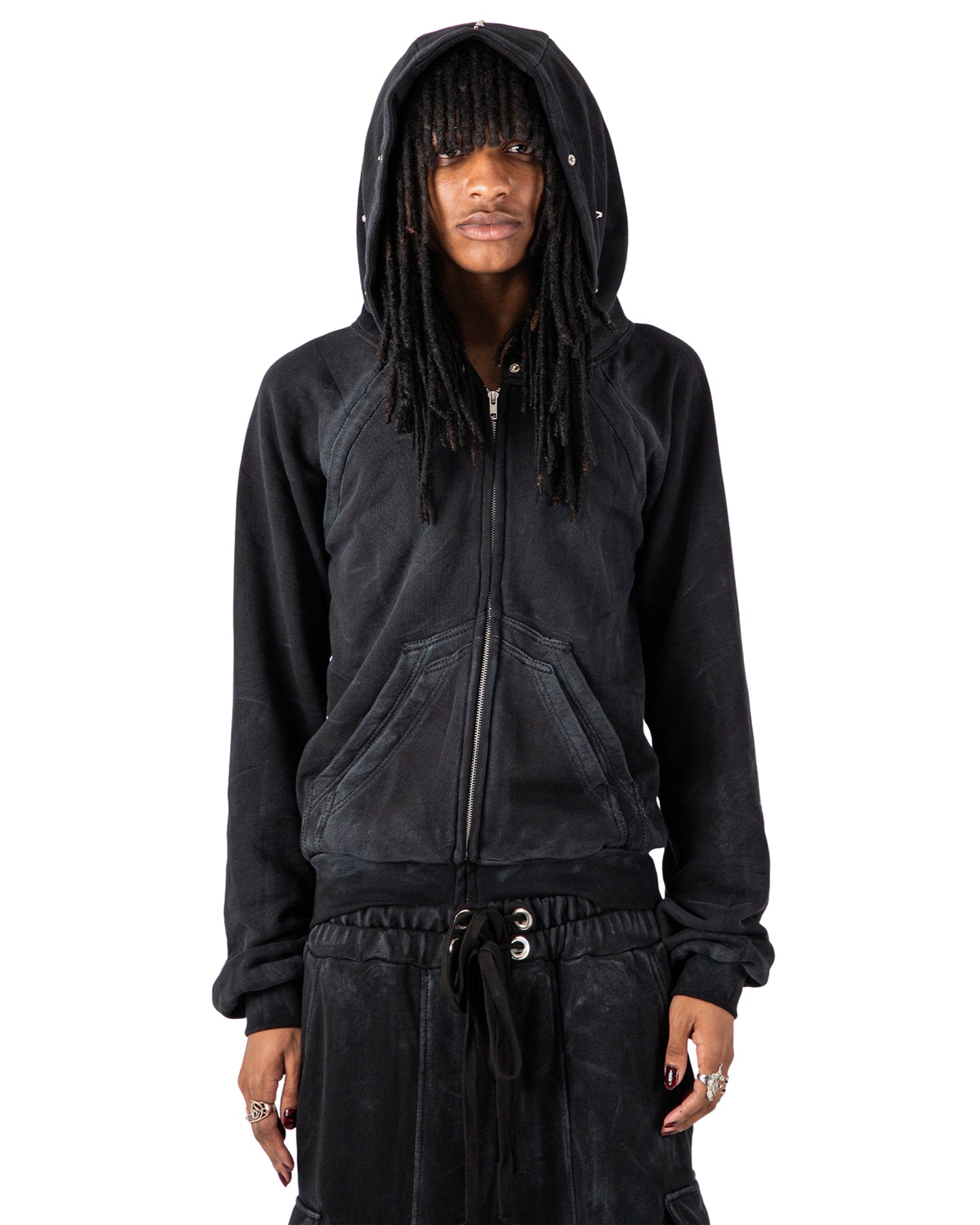"OBSIDIA" FOX FUR WAXED ZIP UP