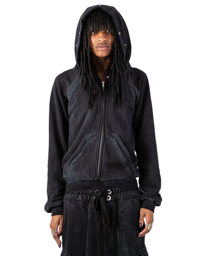 "OBSIDIA" FOX FUR WAXED ZIP UP
