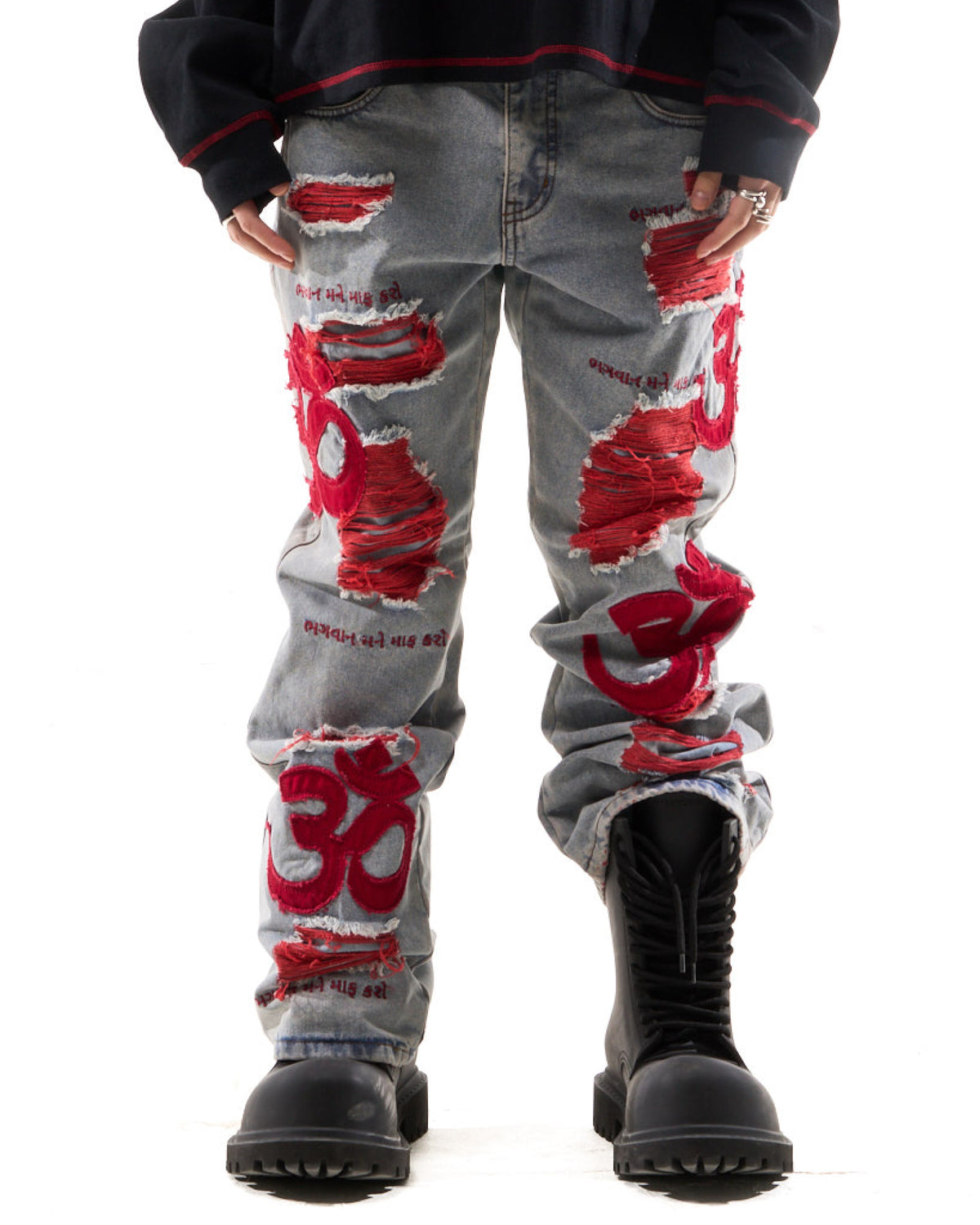 "OM" DENIM - BLOOD RED