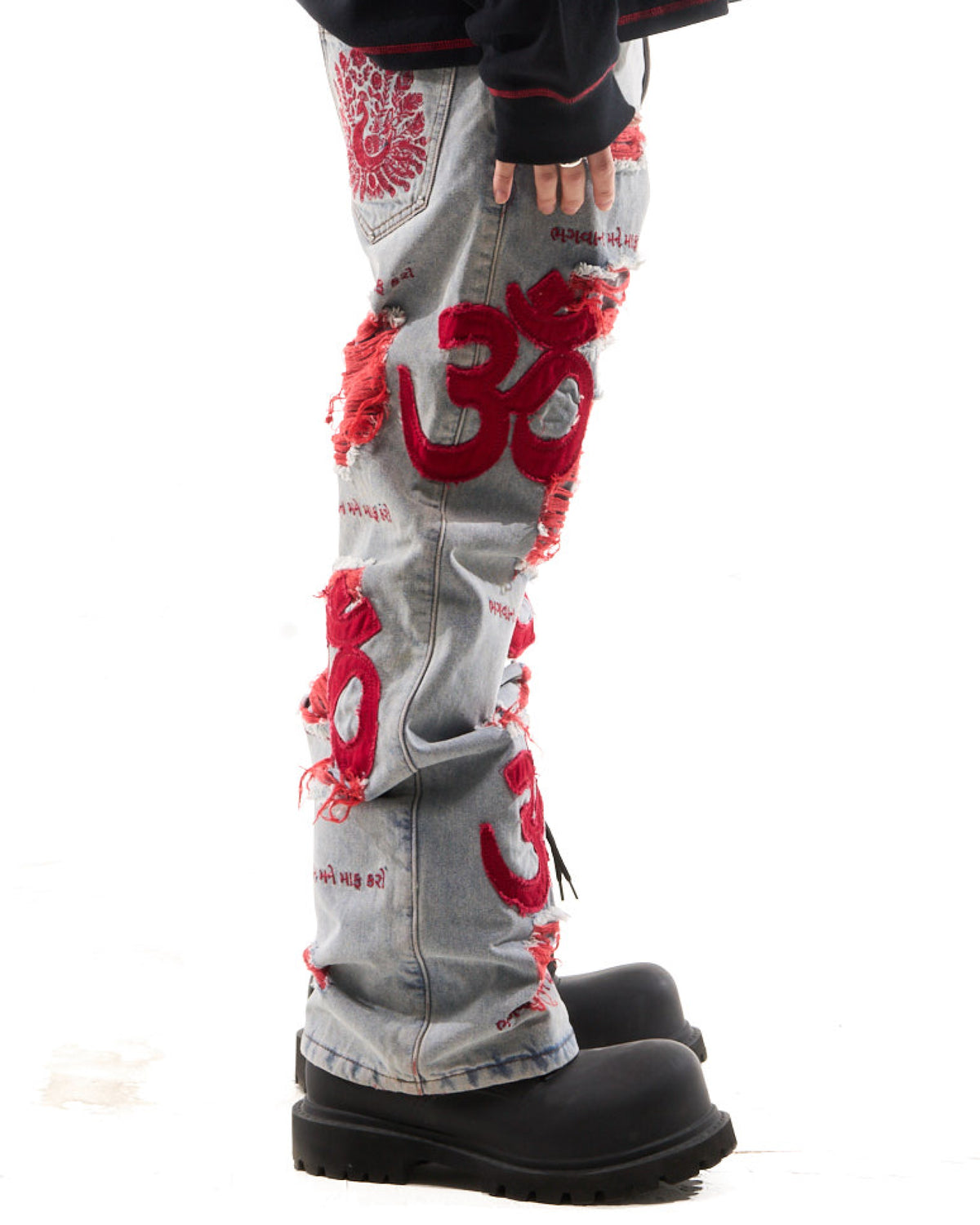 "OM" DENIM - BLOOD RED