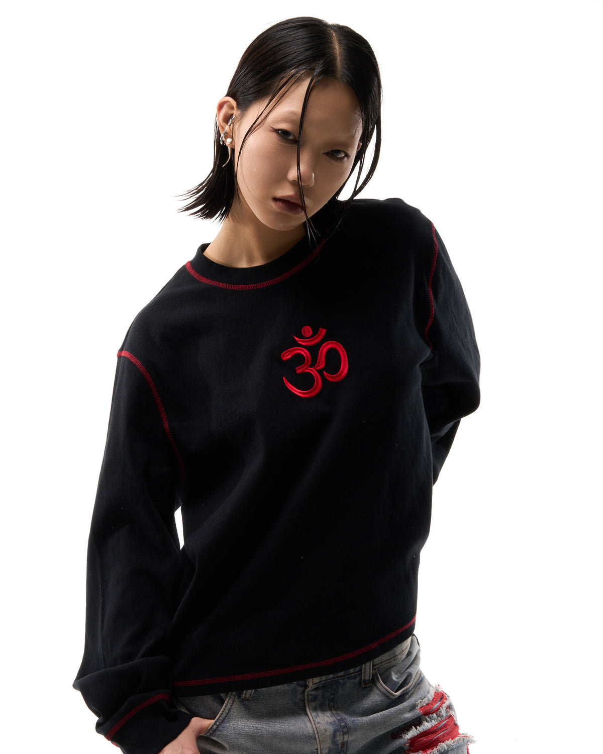 "OM" CONTRAST L/S - BLACK/RED