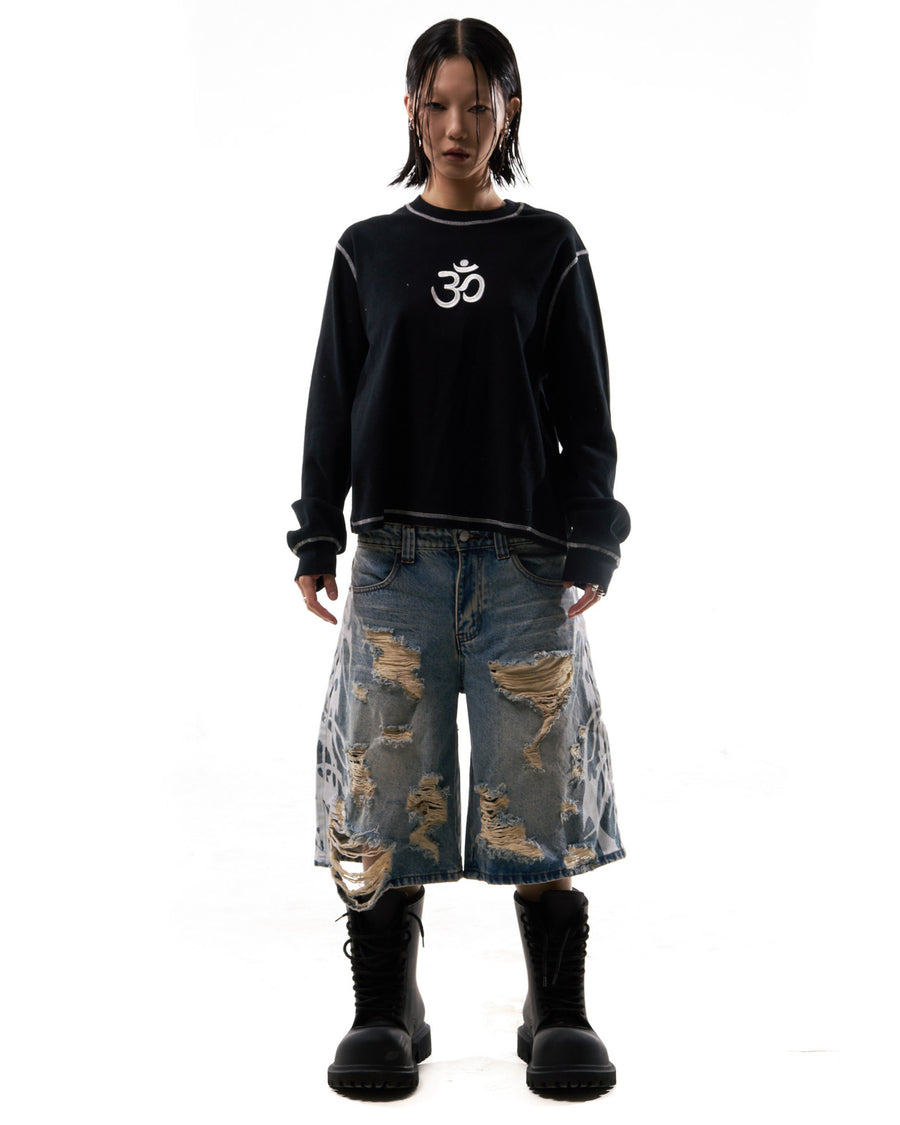 "OM" CONTRAST L/S - BLACK/WHITE
