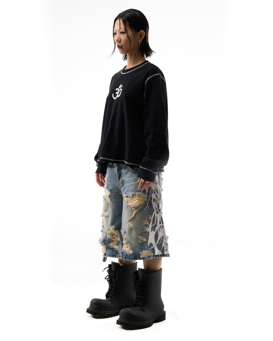 "OM" CONTRAST L/S - BLACK/WHITE