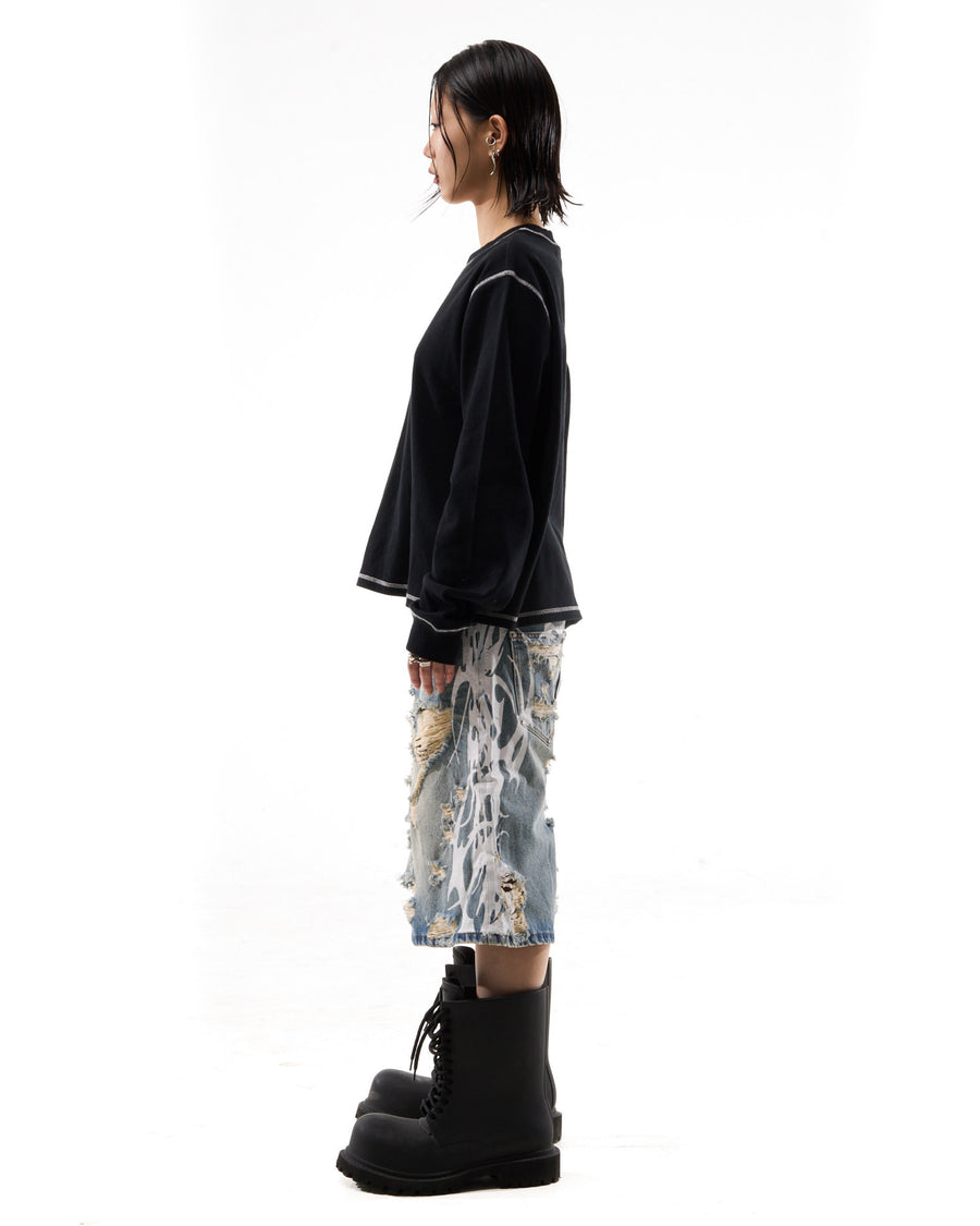 "OM" CONTRAST L/S - BLACK/WHITE
