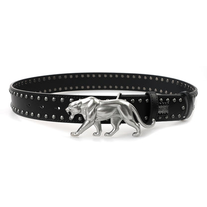 "PANTHER" BELT - BLACK LEATHER