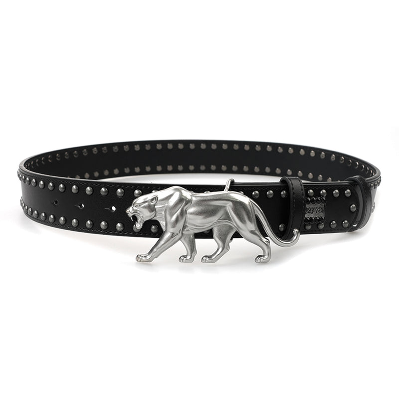 "PANTHER" BELT - BLACK LEATHER