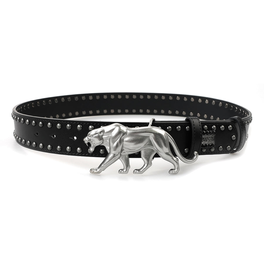 "PANTHER" BELT - BLACK LEATHER