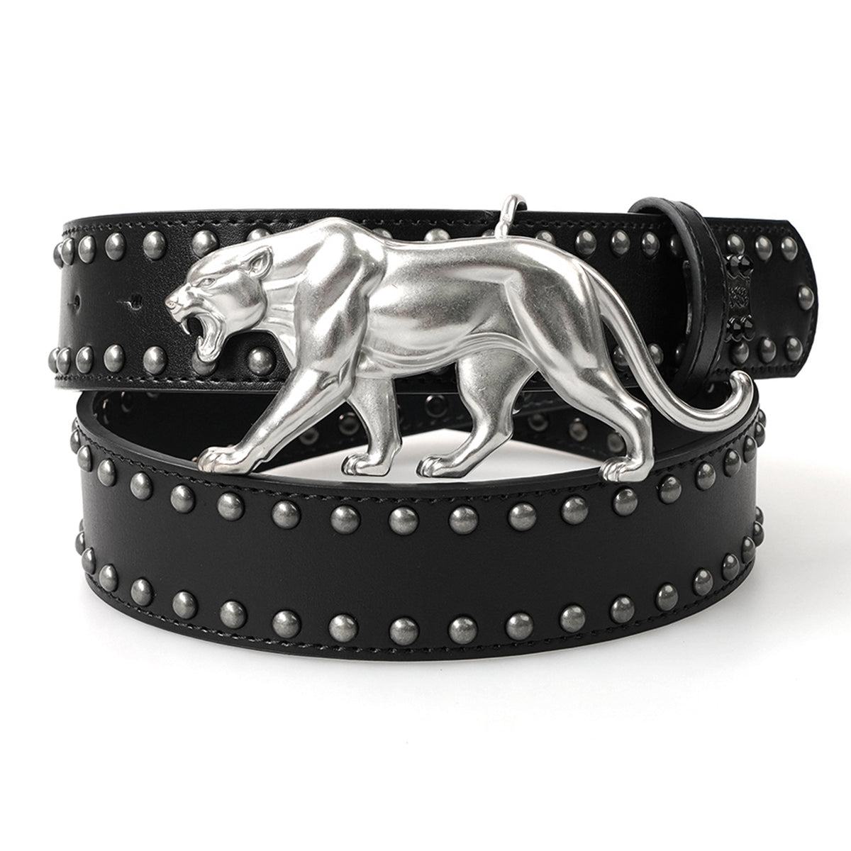 "PANTHER" BELT - BLACK LEATHER