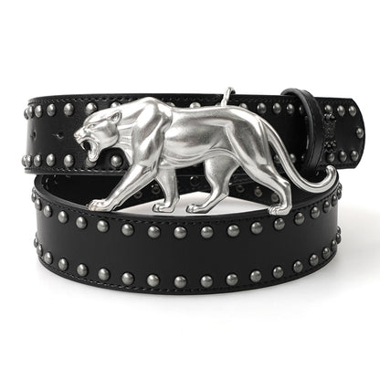 "PANTHER" BELT - BLACK LEATHER