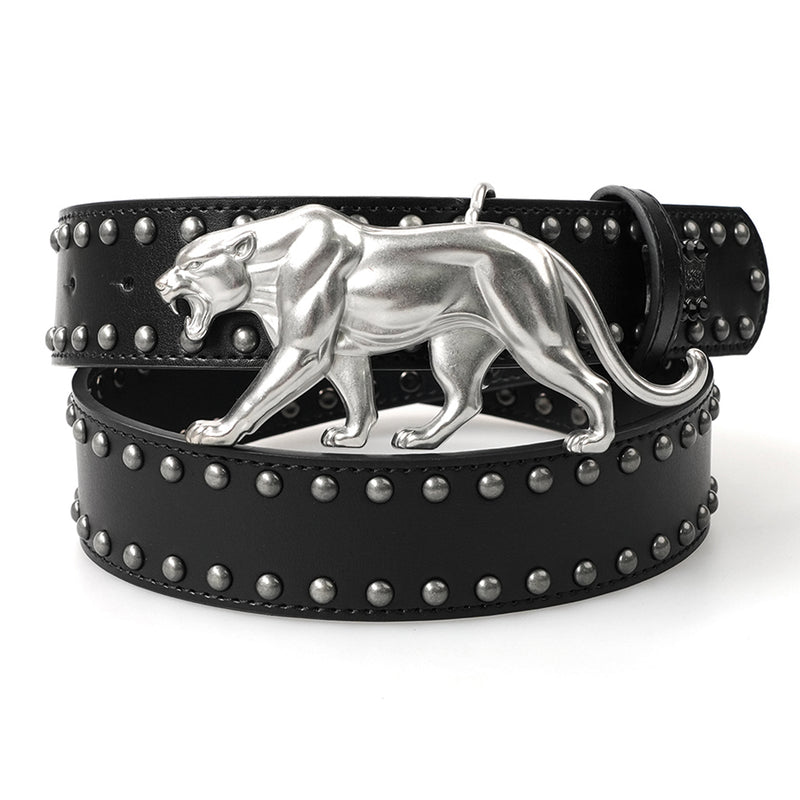 "PANTHER" BELT - BLACK LEATHER
