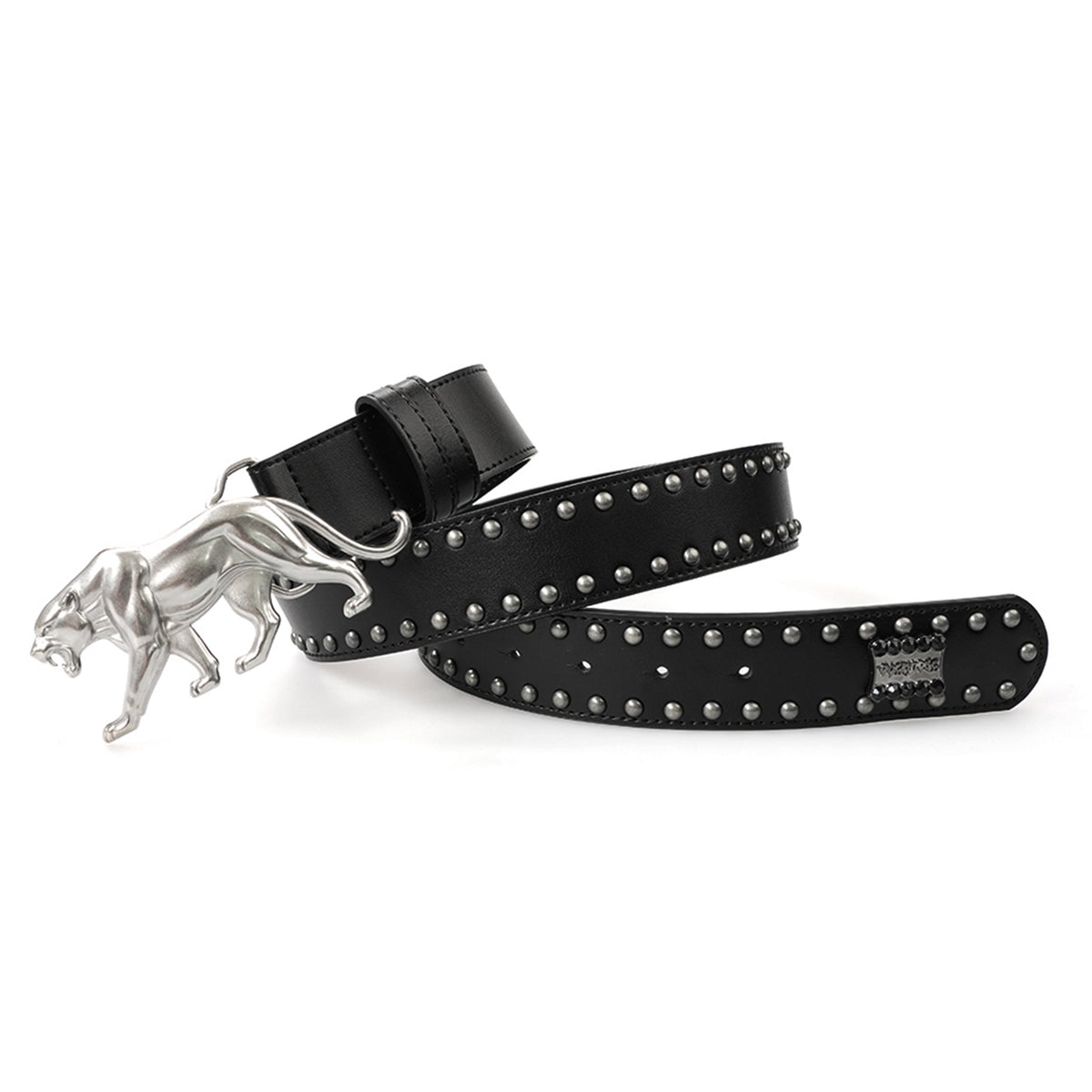 "PANTHER" BELT - BLACK LEATHER