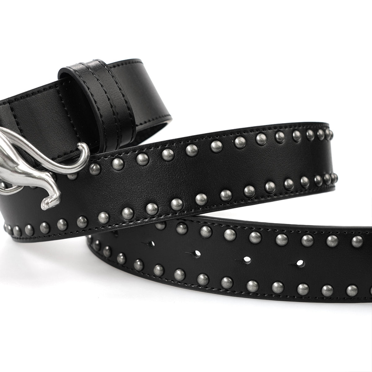 "PANTHER" BELT - BLACK LEATHER