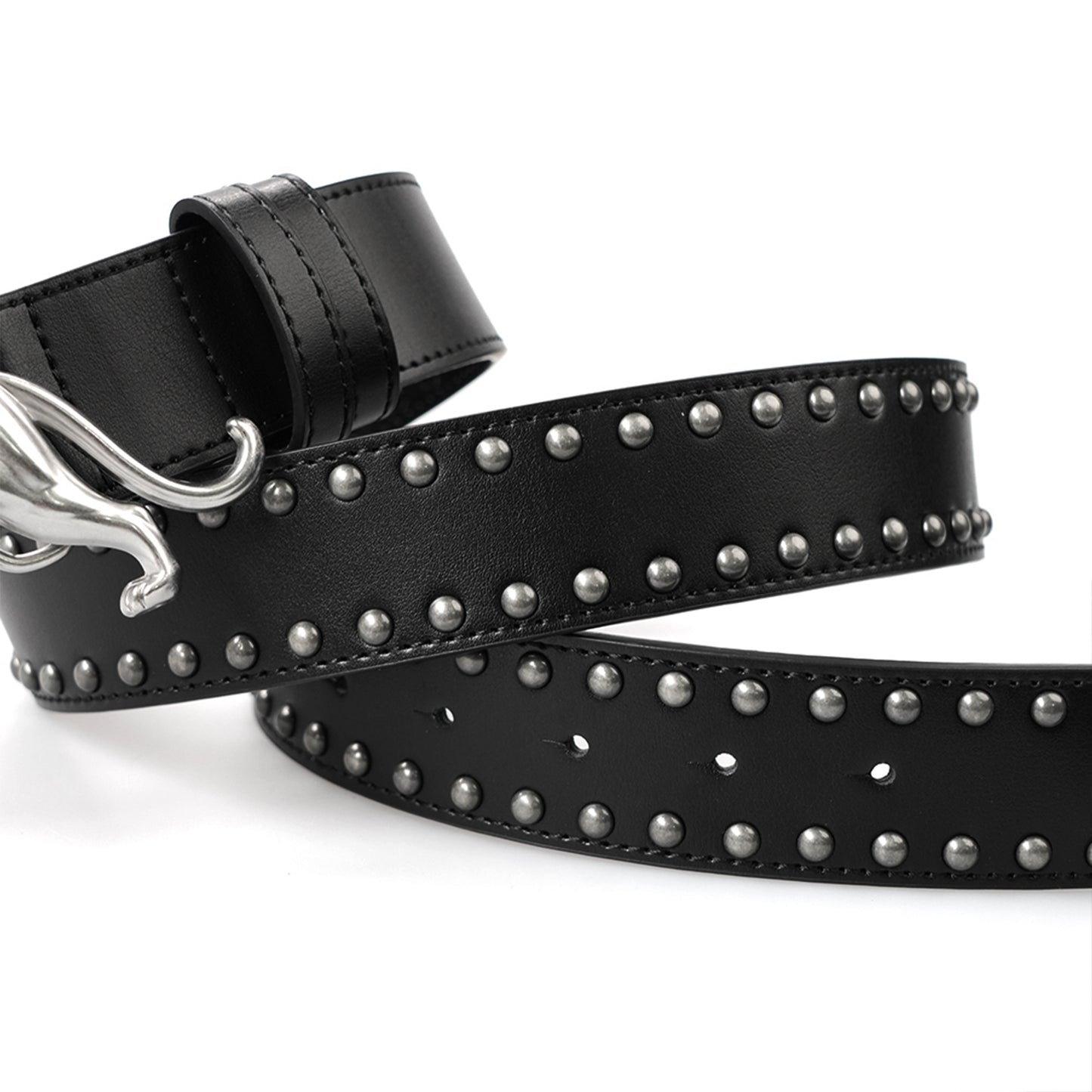 "PANTHER" BELT - BLACK LEATHER