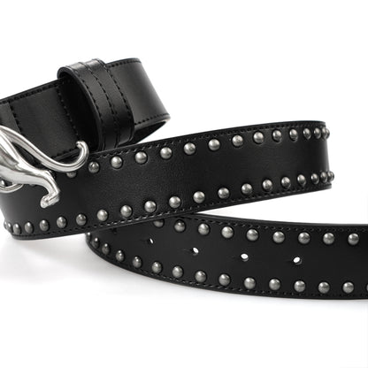 "PANTHER" BELT - BLACK LEATHER