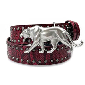 PANTHER BELT - BLOOD RED SNAKESKIN belt by OVD - view 1