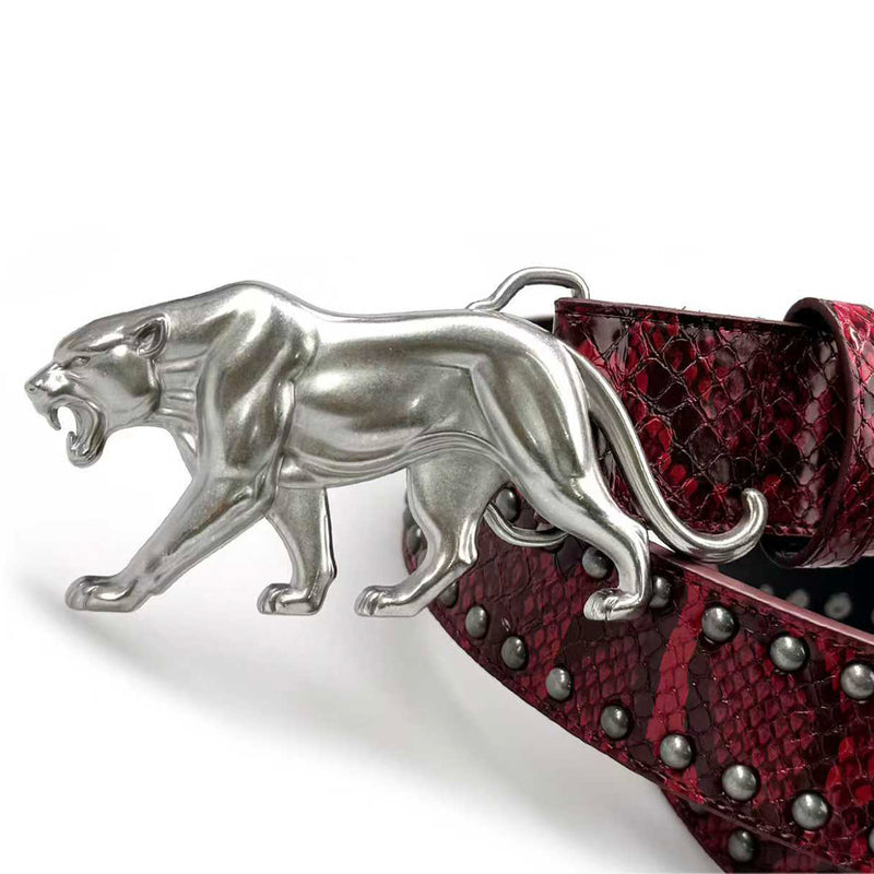 "PANTHER" BELT - BLOOD RED SNAKESKIN