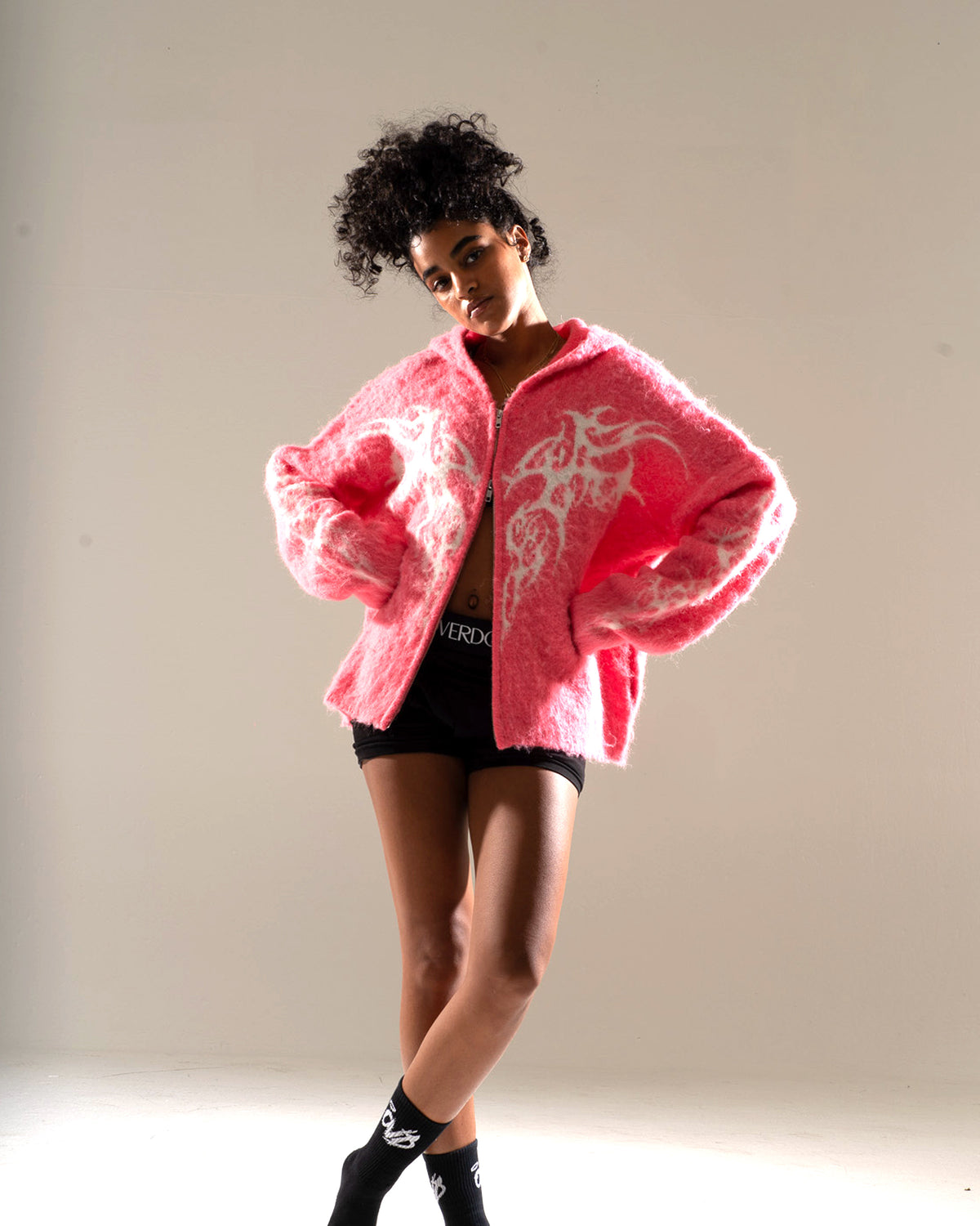 DEATH & TEARS MOHAIR ZIP - HOT PINK hoodie by OVD - view 4